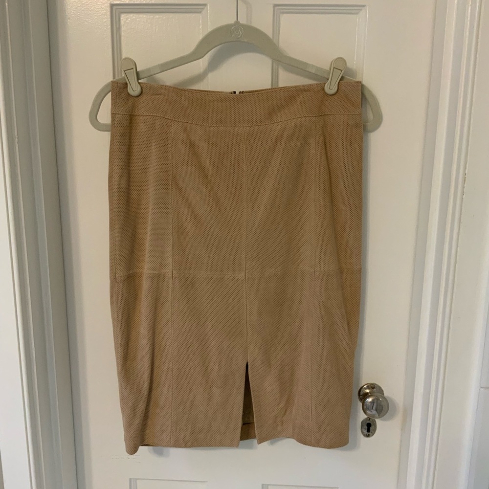 Ann Taylor Petite Tan Leather Pencil Skirt